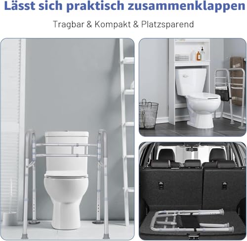 LOLLIDO ein unabhängig gebauter sicherheitsrahmen für toiletten und ein griff, mit dem verstellbare duschstützen zur unterstützung im badezimmer - für die meisten toiletten geeignet