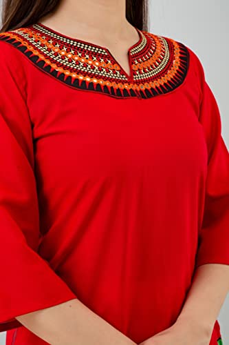 Image of Women's Rayon Embroidery Work Short Top | Short Kurti for Women | Embroidered Straight Rayon Kurta | Tunic Tops for Women
