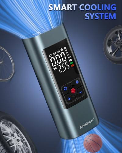 Image of Tire Inflator Portable Air Compressor: Cordless Air Pump for Car Tires 150PSI - Tire Pump with Pressure Gauge for Car Bike Motorcycle Balls (Grey Blue)