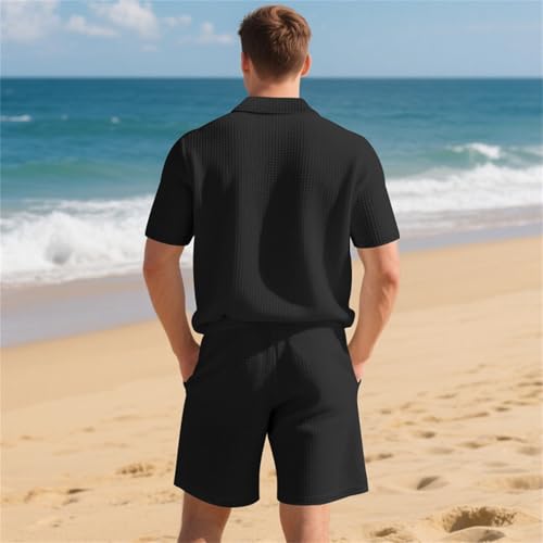 Survêtement gaufré homme 2 pièces ensemble d'été décontracté chic - 4
