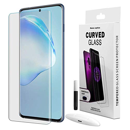 Image of Premium Tempered Glass Compatible for Samsung Galaxy S20 Advanced Border-Less Full Edge to Edge UV Screen Protector and Easy Installation Kit (Pack of 1)-By Blackwik