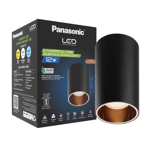 Image of Panasonic 12W Cylindrical Surface Spot Light, Rose Gold Reflector, Ceiling Light for Home with Rose Gold Reflector (Warm White - PDSM02123)