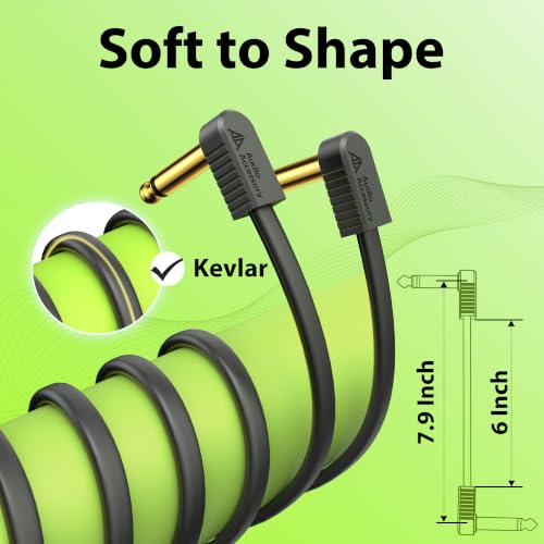 Image of AA AUDIO ACCESSORY Guitar Patch Cables Kevlar-Reinforced S-Shape Flat Ribbon 6 Inch 4-Pack, Gold-Plated Noiseless Quad-Layer Shielded, Guitar Pedal Cables for BOSS MXR EBS Behringer Donner Pedal