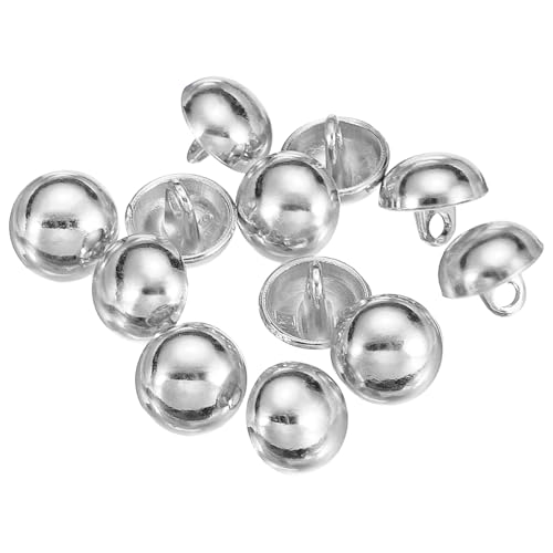 Boutons couture métal demi-dôme HARFINGTON 12 pcs, 10mm, nacre, tige, gris métallique