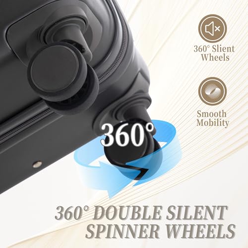 Image of Luggages 3 Piece ABS Hardside Luggage Sets Spinner Wheels Suitcase
