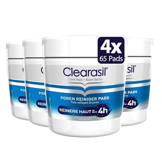 Clearasil Poren Reiniger Pads - Anti Pickel & Mitesser Pads zur Reinigung der Poren im Gesicht - 4 x 65 Stück