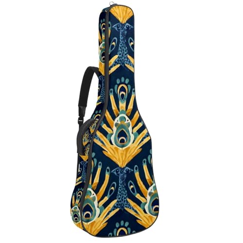Sac de transport pour guitare imperméable avec double poche et motif paon original