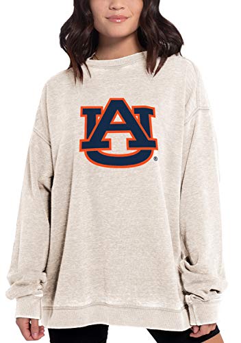 Chicka-d Womens Oversized Dropped Shoulder Crewneck Fleece Sweatshirt | NCAA Primary Team Icon Neutral Auburn Tigers Neutral Large