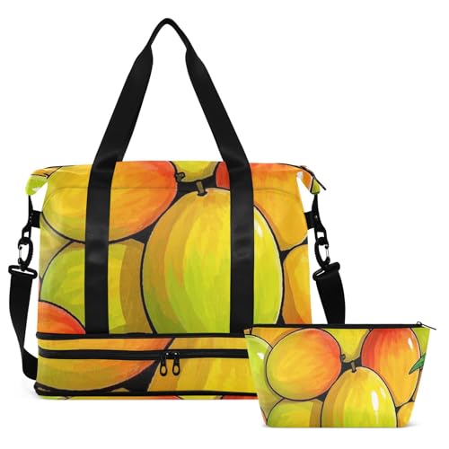 Cute Cartoon Fruit fruit Yellow Gym Bag Travel Weekender Gear Bag with Adjustable Strap for Business Trips Large Capacity2