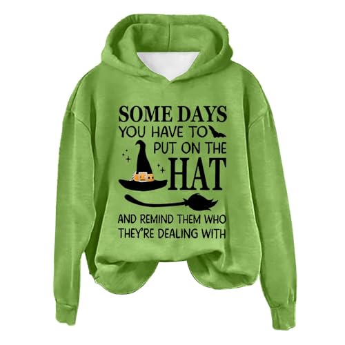 Moletom feminino com capuz de Halloween Some Days You Have To Put On The Hat Manga Longa Gola Redond