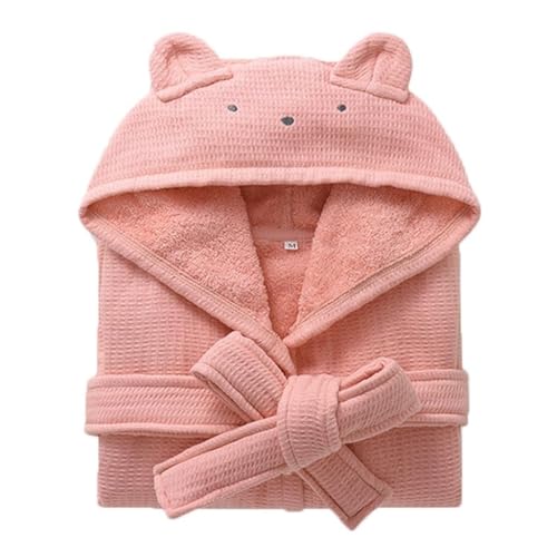 QYFHJGFR Boys Girls Terry Bathrobe, 100% Cotton Towel Robe ，Hooded Toddler Soft Fuzzy Robe For Kids 2-9Years (US, Age, 4 Years, 6 Years, Pink)