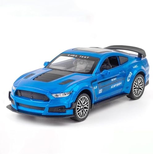 Image of Diecast Metal Model Car 1:32 Scale Mustang GT500 Toy Cars for Kids Sound Light and Pull Back (Blue)
