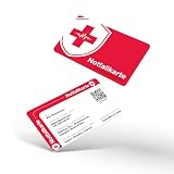 Litfax personalisierte Notfallkarte mit Foto & QR-Code – individuell bedruckter Notfallausweis im Scheckkartenformat mit medizinischen Daten & Notfallkontakt (Red/White Edition)
