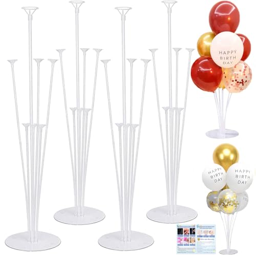 4 Pack Balloon Stand Kit Reusable Balloon Stands with Base for Table Floor Centerpieces Balloons Holder for Birthday Table Decoration Wedding Festival Anniversary Party Decoration Supplies