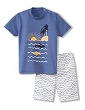 Calida Unisex Toddlers Wave Pyjamaset, Marine Water Blue, 116