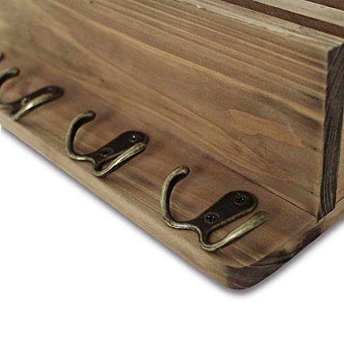 Y&ME YM Key Holder for Wall Decorative, Mail Organizer Wall Mount, Wall Key Rack Key Hooks for Wall, Mail Holder Wall Mount, Key and Mail Holder for Wall (Brown)