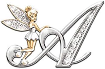 YOUYUZU Initial Letter Brooch Pins Rhinestone Crystal Elf Angel Collar Pins Brooches For Girls Women Accessories
