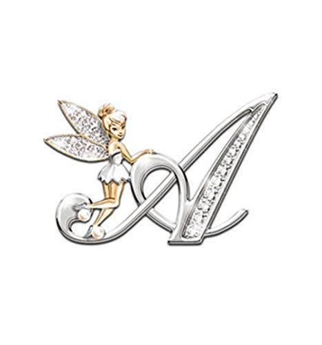 Youyuzu Initial Letter Brooch Pins Rhinestone Crystal Elf Angel Collar Pins Brooches For Girls Women Accessories #TOP14