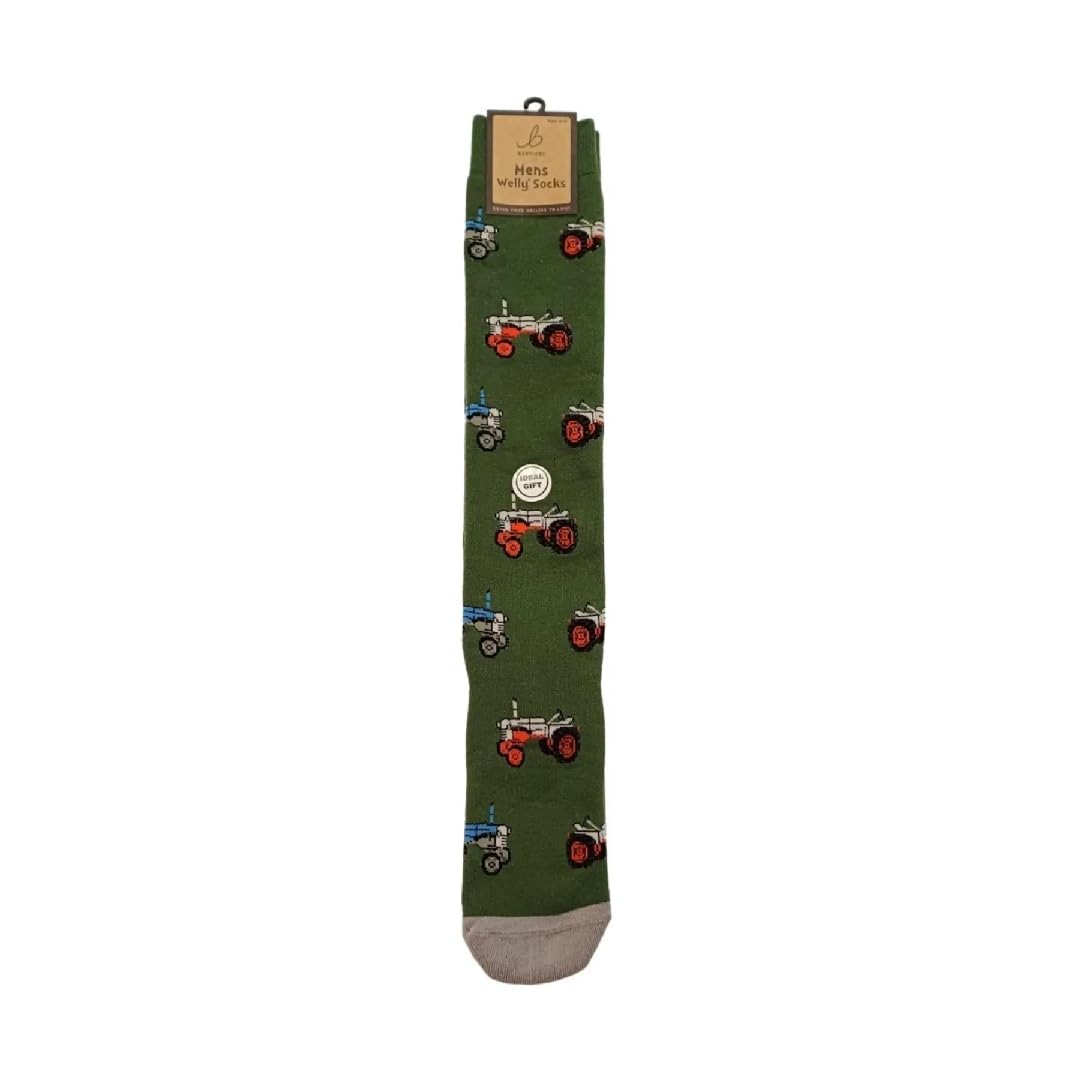 Bartleby Mens Funky Welly Socks Retro Tractor