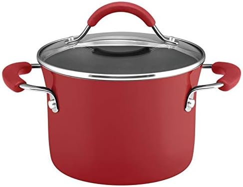 Pemberly Row Hard Enamel Nonstick Steamer in Cranberry Red
