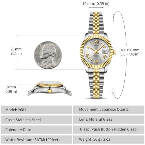 Elegant NIBOSI Women's Analog Quartz Watch - Waterproof Luxury Stainless Steel Timepiece with Date Feature for Small Wrists - Image 3
