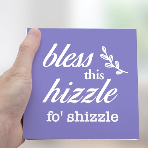 Purple-Bless-This-Hizzle-for-Shizzle-Sign-Wooden-BlockFunny-Humor-Home-Decor-for-ShelvesFarmhouse-Home-Desk-DecorHouse-Warming-Gift-for-Friends Purple Bless This Hizzle for Shizzle Sign Wooden BlockFunny Humor Home Decor for ShelvesFarmhouse Home Desk DecorHouse Warming Gift for Friends