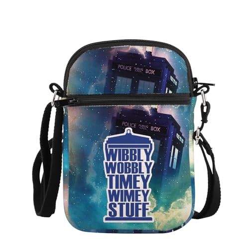 PLITI Dr Who TV Show Inspired Gift Dr who Crossbody Bag Policeman Box Fan Gift Wibbly Wobbly Timey Wimey Stuff Gift