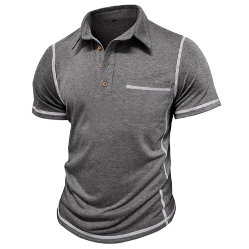 Mens Casual Polo Shirts Athletic Short Sleeve Classic Button Tees Slim Fit Shirt with Pocket2
