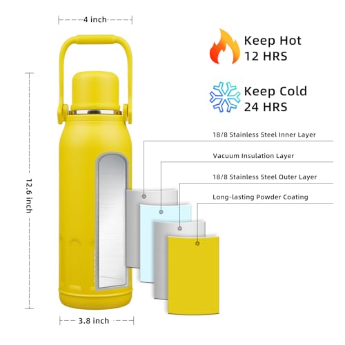 Image of BJPKPK Stainless Steel Insulated Bottle with Handle & Strap, 50oz
