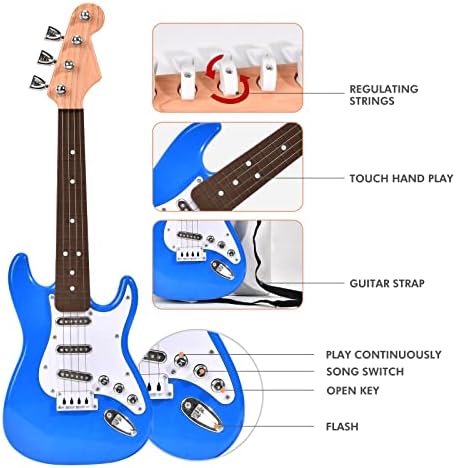 16 inch Mini Guitar Toy for Kids,Portable Electronic Red Guitar Musical Instrument Toy, Birthday Gifts for Beginner Children Toddler Boys Girls Age 3-6 2 41rb29LL7YL. AC