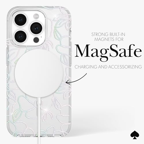 Coque iPhone 15 Pro MagSafe Kate Spade Fleur Argentée chic - 5