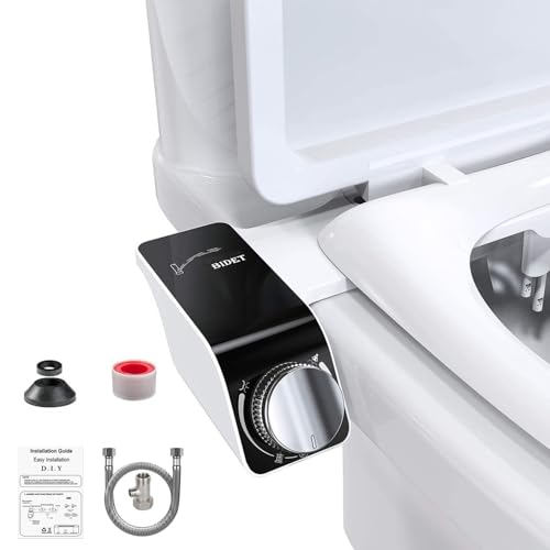 Toilet Lid Bidet, Mozzoom Bidet per sedile WC, acqua per lavaggio frontale e posteriore con doppio ugello autopulente e controllo della pressione regolabile