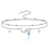 Sianilvera Mermaid Anklet for Women Summer Adjustable Ankle Bracelet, Boho Hawaiian Beach Starfish J