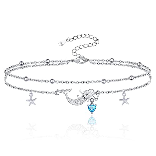Sianilvera Mermaid Anklet For Women Summer Adjustable Ankle Bracelet, Boho Hawaiian Beach Starfish Jewelry For Girls (Mermaid Anklet) #TOP23