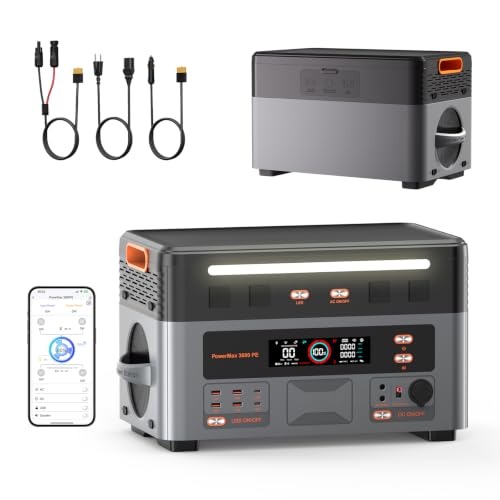 3600W (7200W Pico) Estación de Energia Portatil, 2160Wh Generador Solar, Carga Rápida 1h, Batería LiFePO4, UPS, 14 Puertos, Power Station para Camping, Caravana, Hogar, PowerMax 3600PE