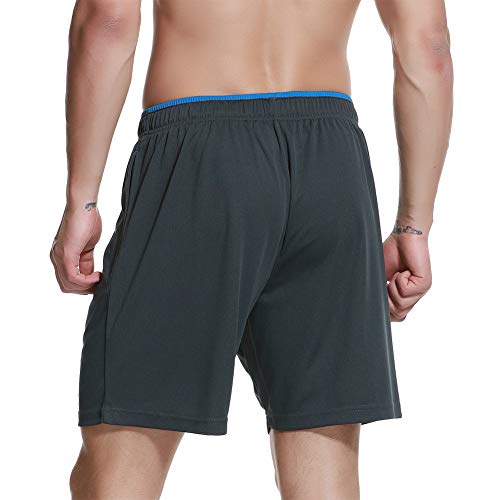 CENFOR Men's 7" Athletic Workout Shorts with Pockets Drawstring Quick Dry Breathable Active Training Shorts(Gray,L)