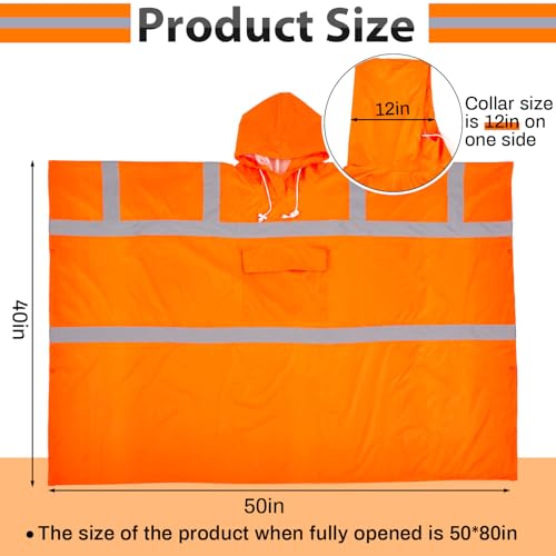 Image of Coume High Visibility Rain Poncho for Adult Hooded Heavy Duty Rain Gear | Reflective Hi Vis Safety Jacket with Pocket, Waterproof Raincoat for Men Women Camping Hiking Fishing Outdoor Work