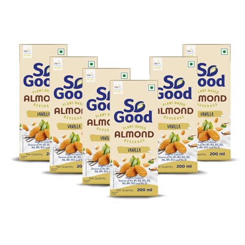 So Good Almond Vanilla Plant Based Beverage 1200Ml (6 X 200Ml) (Vegan/ Milk Alternative)