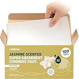 Lunderg Jasmine Scented Super Absorbent Commode Pads - Medical Grade Value Pack 100 Count - for Disposable Bedside Commode Liners, Adult Chairs, Portable Buckets & Camping Toilet Bags - Light Scent