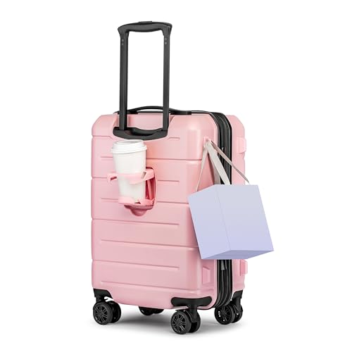 KYME Carry On Luggage 22x14x9 Airline Approved Expandable Hardshell 20 Inch Suitcase with TSA Lock Carry On Suitcase with Wheels Small Travel Rolling Luggage with Cup Holder for Women