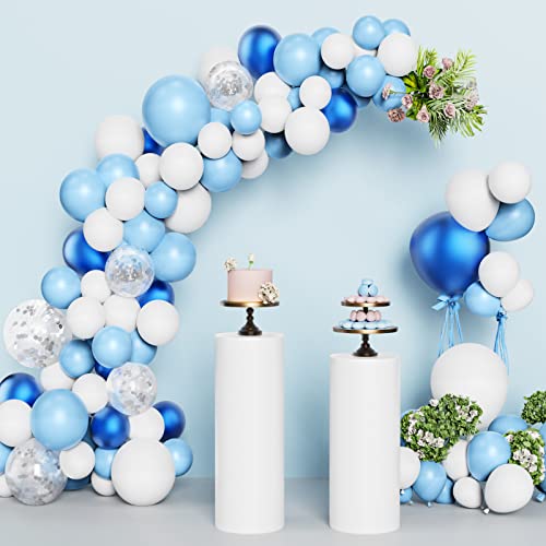 125 Stücke Luftballon Girlande Makronenblau, Ballon Girlande Blau, Ballons Hochzeit Geburtstag, Makronenblau Weiß Metallisches Blau Klar Luftballons Set für Babyparty, Brautparty, Party Dekoration Cover