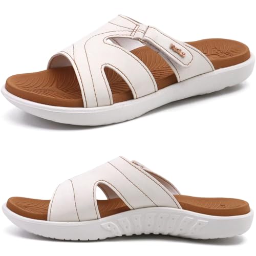 Image of KuaiLu Womens Fashion Orthotic Slides Ladies Athletic Yoga Mat Memory Foam Walking Sandals Thick Cushion Recovery Summer Beach Slippers Comfortable Plantar Fasciitis Arch Support