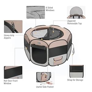  Veehoo-Portable-Dog-Playpen-Extra-Large-Dog-Playpen-IndoorOutdoor-with-Removable-Zipper-Top-Foldable-Dog-Play-Pen-Pet-Playpen-with-Carrying-Case-Grey