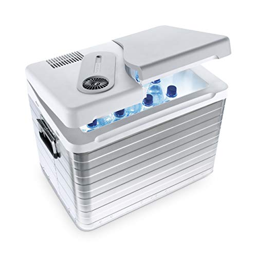 Mobicool Q40 AC/DC – przenośna lodówka termoelektryczna, aluminiowa, 39 litrów, 12 V i 230 V, do samochodów osobowych, ciężarowych i gniazdka, aluminiowa obudowa