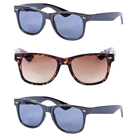Mass Vision 3 Pair of Bifocal Reading Sunglasses for Men and Women - Outdoor Sun Readers (Black/Tortoise, 3.0) Cover