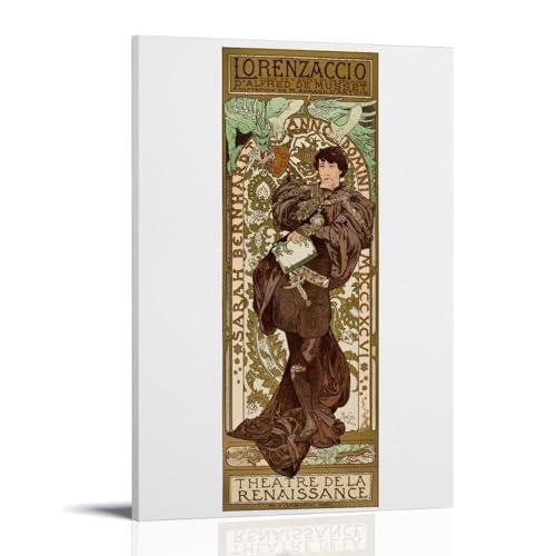 Thème théâtral Lorenzaccio Alphonse Mucha affiche vintage Art Nouveau cadre xxl pour chambre