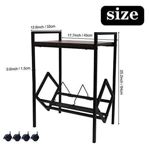 Beatyloit Turntable Stand With Record Storage,2 Tier Vinyl Record Storage Rack,Mobile Lp Storage Display Stand With Casters,Black Metal Vinyl Stand Table For For Living Room Bedroom Office Up To 80 Lp #TOP1