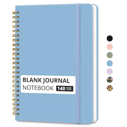 Image of Taja Blank Spiral Journal Notebook for Women & Men, 140 Pages, Sketch Book, Plain Notebook for Drawing & Sketching, Journals for Creative Writing, A5(5.7 inch x 7.9 inch) - Blue