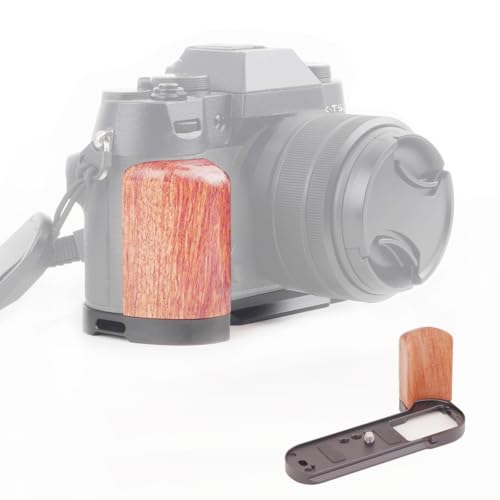 SIUTATDSH カメラグリップ 適用 パナソニック Fujifilm Fuji 富士 X-T50 XT50 専用 L型クイックリリースプレート、グリップ 木製ハンドル、電池交換でき、三脚設置でき、Arca Swiss規格 (ブラック)