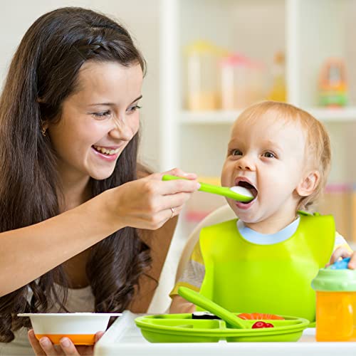 Zopeal 24 Pcs Baby Silicone Feeding Set Baby Led Weaning Set Baby Suction Plates With Spoon Fork Adjustable Silicone Bibs Baby Plates And Utensils Set For Boys Girls, 6 Colors #TOP6